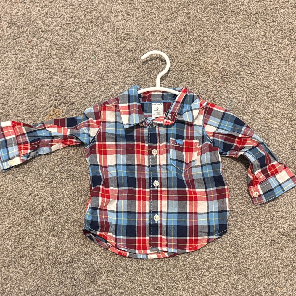 Carter's Plaid Button-Down Shirt - Red, Blue, White